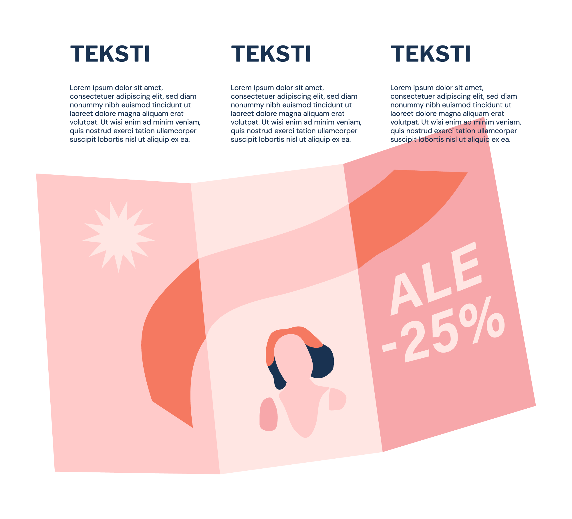 Esitteen suunnittelua kuvaava kuvituskuva.