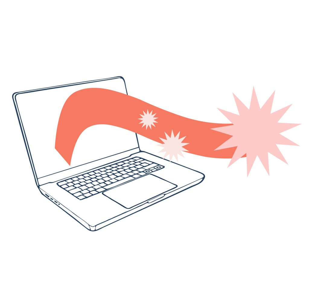 Verkkosivun idean syntymistä kuvaava kuvituskuva.