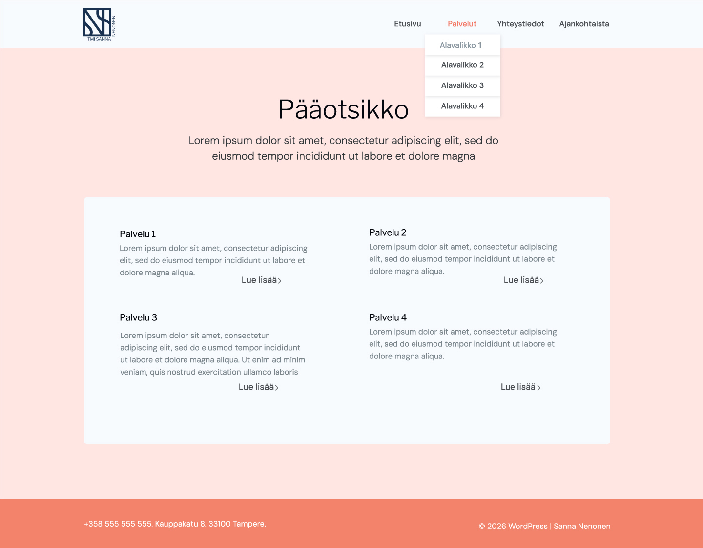Verkkosivujen layout- esimerkki