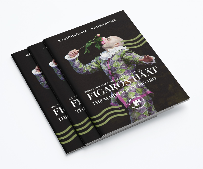 Painotuotteena käsiohjelma Figaron häät- oopperaan.